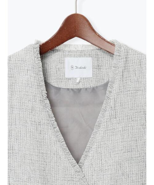 Te chichi（テチチ）の「【セレモニーアイテム】ツイードVネックジレ（ベスト・レディース・グレー・F）」の16枚目の写真