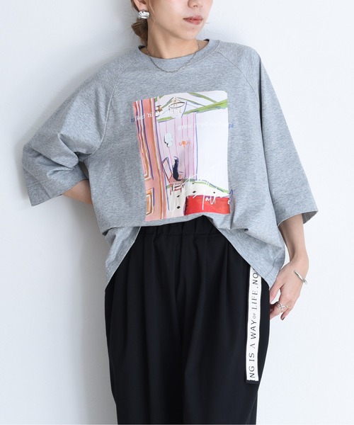 Eimee Law（エイミーロウ）の「アートプリント ラグランTシャツ（Tシャツ/カットソー・レディース・ホワイト系1/ダークネイビー/グレー/ホワイト系2・FREE）」の18枚目の写真