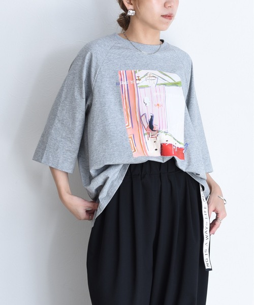 Eimee Law（エイミーロウ）の「アートプリント ラグランTシャツ（Tシャツ/カットソー・レディース・ホワイト系1/ダークネイビー/グレー/ホワイト系2・FREE）」の19枚目の写真