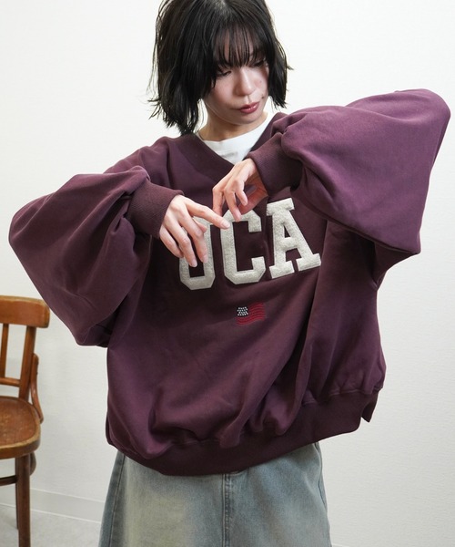 gossara(ゴサラ)の「【ラフに着映える】VネックUCAロゴプルオーバー(スウェット・レディース・チャコール/オートミール/ネイビー/ボルドー・FREE)」の19枚目の写真