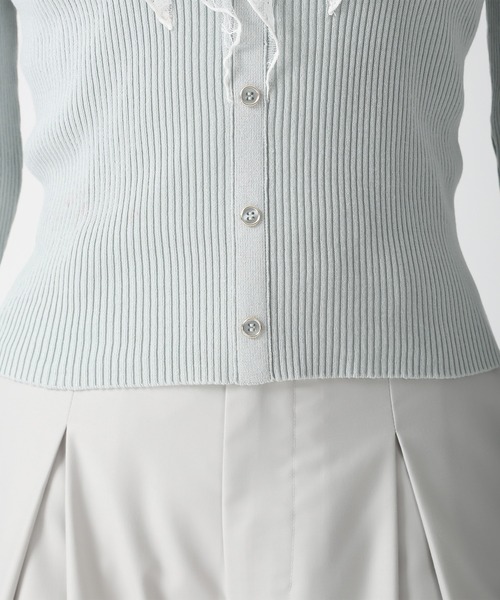 MISCH MASCH（ミッシュマッシュ）の「2026春夏新作 レースラッフル配色リボンニット（ニット/セーター・レディース・グリーン/ホワイト/イエロー・ﾌﾘ-）」の6枚目の写真