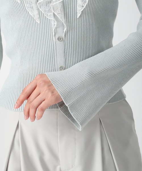 MISCH MASCH（ミッシュマッシュ）の「2026春夏新作 レースラッフル配色リボンニット（ニット/セーター・レディース・グリーン/ホワイト/イエロー・ﾌﾘ-）」の7枚目の写真