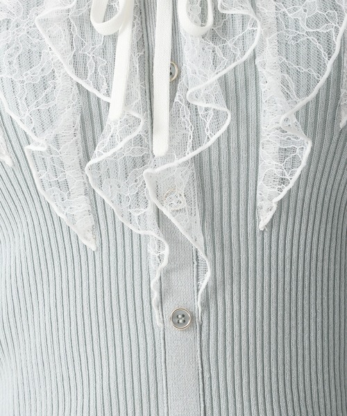 MISCH MASCH（ミッシュマッシュ）の「2026春夏新作 レースラッフル配色リボンニット（ニット/セーター・レディース・グリーン/ホワイト/イエロー・ﾌﾘ-）」の8枚目の写真