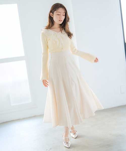 MISCH MASCH（ミッシュマッシュ）の「2026春夏新作 レースラッフル配色リボンニット（ニット/セーター・レディース・グリーン/ホワイト/イエロー・ﾌﾘ-）」の16枚目の写真