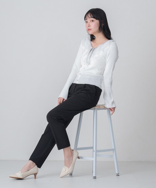 MISCH MASCH（ミッシュマッシュ）の「2026春夏新作 レースラッフル配色リボンニット（ニット/セーター・レディース・グリーン/ホワイト/イエロー・ﾌﾘ-）」の20枚目の写真