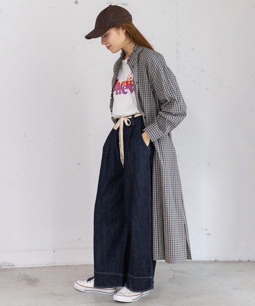 POU DOU DOU（プードゥドゥ）の「フリルシャツワンピース（シャツワンピース・レディース・グリーン/ブルー/インディゴブルー・3）」の8枚目の写真