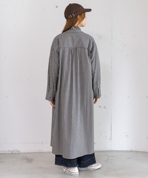 POU DOU DOU（プードゥドゥ）の「フリルシャツワンピース（シャツワンピース・レディース・グリーン/ブルー/インディゴブルー・3）」の9枚目の写真