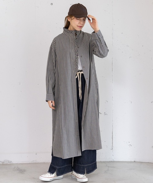 POU DOU DOU（プードゥドゥ）の「フリルシャツワンピース（シャツワンピース・レディース・グリーン/ブルー/インディゴブルー・3）」の10枚目の写真