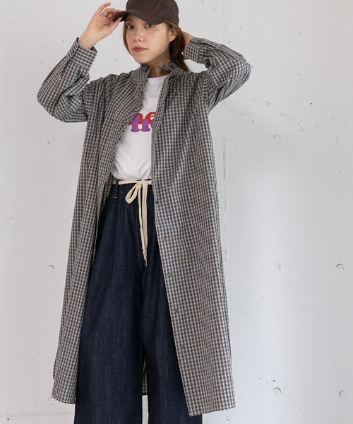 POU DOU DOU（プードゥドゥ）の「フリルシャツワンピース（シャツワンピース・レディース・グリーン/ブルー/インディゴブルー・3）」の11枚目の写真