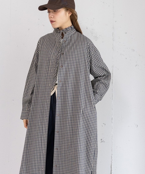 POU DOU DOU（プードゥドゥ）の「フリルシャツワンピース（シャツワンピース・レディース・グリーン/ブルー/インディゴブルー・3）」の12枚目の写真