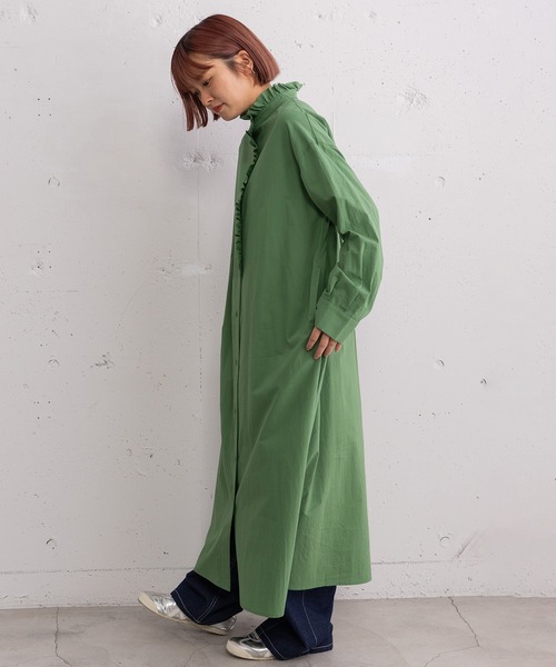 POU DOU DOU（プードゥドゥ）の「フリルシャツワンピース（シャツワンピース・レディース・グリーン/ブルー/インディゴブルー・3）」の15枚目の写真