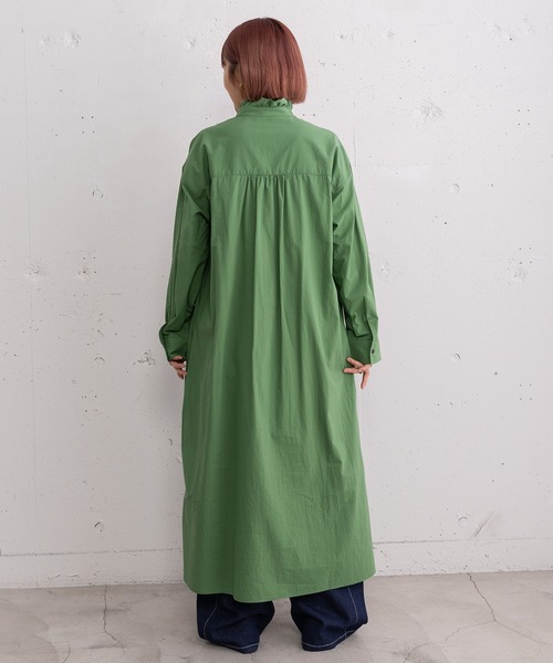 POU DOU DOU（プードゥドゥ）の「フリルシャツワンピース（シャツワンピース・レディース・グリーン/ブルー/インディゴブルー・3）」の16枚目の写真