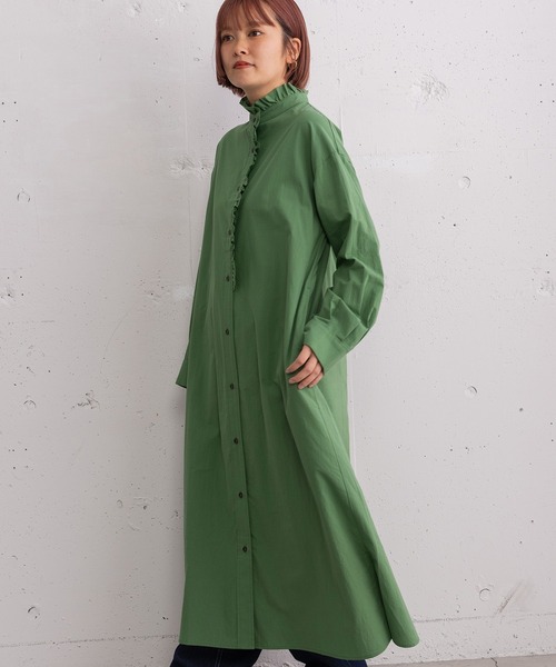 POU DOU DOU（プードゥドゥ）の「フリルシャツワンピース（シャツワンピース・レディース・グリーン/ブルー/インディゴブルー・3）」の17枚目の写真