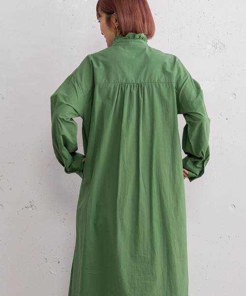 POU DOU DOU（プードゥドゥ）の「フリルシャツワンピース（シャツワンピース・レディース・グリーン/ブルー/インディゴブルー・3）」の19枚目の写真