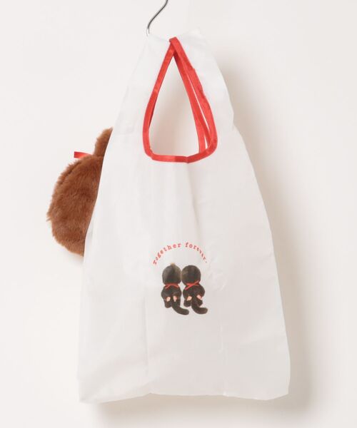 Rendez-Vous(ランデヴー)の「【 Monchhichi 】 モンチッチ ぬいぐるみエコバッグ 26S2(エコバッグ/サブバッグ・レディース・ホワイト×レッド/ベージュ・FREE)」の3枚目の写真