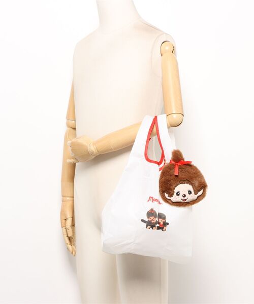 Rendez-Vous(ランデヴー)の「【 Monchhichi 】 モンチッチ ぬいぐるみエコバッグ 26S2(エコバッグ/サブバッグ・レディース・ホワイト×レッド/ベージュ・FREE)」の7枚目の写真