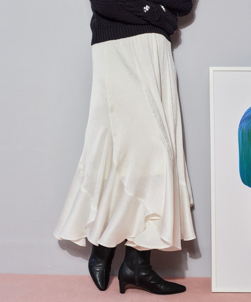 mysty woman（ミスティウーマン）の「エスカルゴマーメイドスカート7 665826（スカート・レディース・ブラック/アイボリー/グレー・FREE）」の5枚目の写真