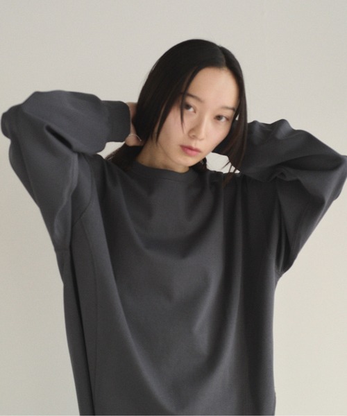 SOYEN(ソイエン)の「バックテールオーバーサイズロングスリーブTシャツ/セットアップ可(Tシャツ/カットソー・レディース・オートミール/チャコール・F)」の12枚目の写真