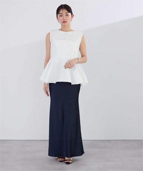 UR'S（ユアーズ）の「2wayペプラムノースリーブブラウス（シャツ/ブラウス・レディース・ホワイト/ネイビー・S/M/L）」の3枚目の写真