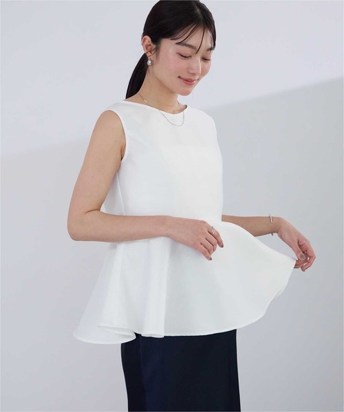 UR'S（ユアーズ）の「2wayペプラムノースリーブブラウス（シャツ/ブラウス・レディース・ホワイト/ネイビー・S/M/L）」の7枚目の写真