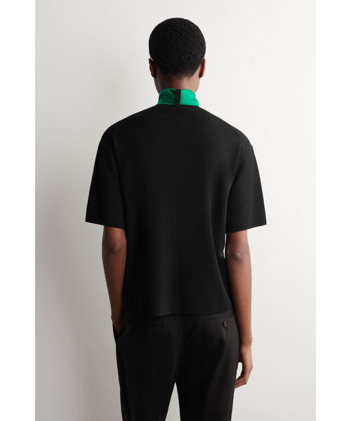 COS（コス）の「スカーフディテール メリノウールTシャツ（Tシャツ/カットソー・レディース・アイボリー系/ブラック×グリーン・L/XS/36/38/M）」の5枚目の写真