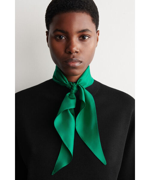 COS（コス）の「スカーフディテール メリノウールTシャツ（Tシャツ/カットソー・レディース・アイボリー系/ブラック×グリーン・L/XS/36/38/M）」の6枚目の写真