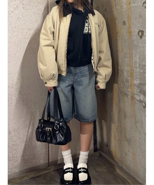 SLY（スライ）の「ESQWE PAINTER HALF PTTHROW エスクェペインターハーフパンツ 春服（デニムパンツ・レディース・ライトブルー/ベージュ・0/1）」の17枚目の写真