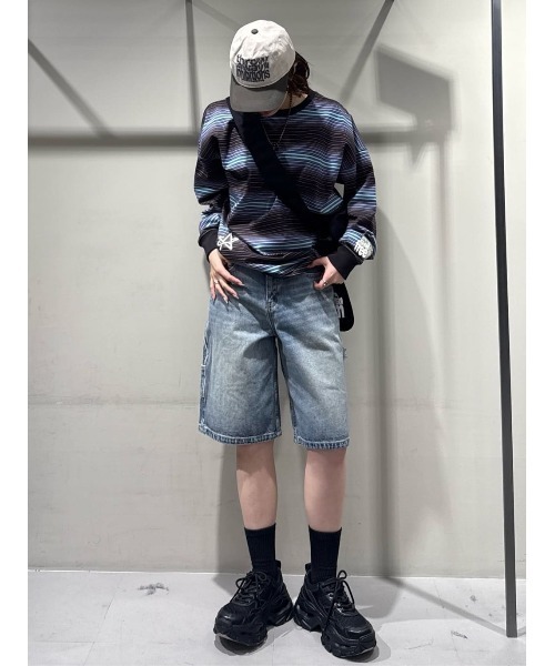 SLY（スライ）の「ESQWE PAINTER HALF PTTHROW エスクェペインターハーフパンツ 春服（デニムパンツ・レディース・ライトブルー/ベージュ・0/1）」の19枚目の写真