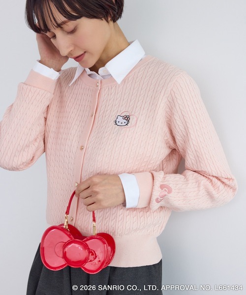 ハローキティコラボ（ハローキティコラボ）の「【ROPE' PICNIC×ハローキティ】ワッペンケーブルニットカーディガン（カーディガン/ボレロ・レディース・ダークブラウン/オフホワイト/ピンク・FREE）」の18枚目の写真