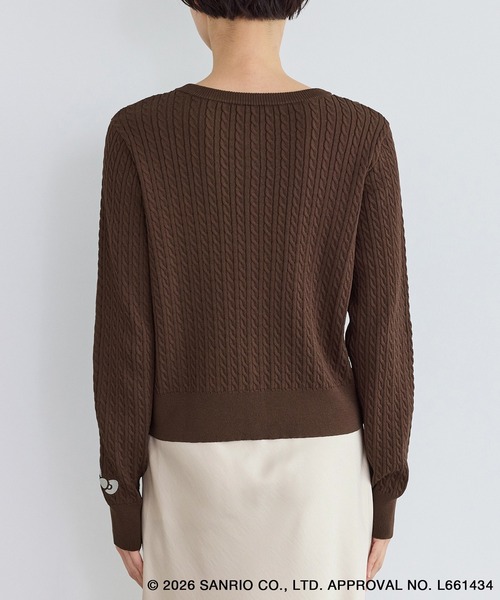 ハローキティコラボ（ハローキティコラボ）の「【ROPE' PICNIC×ハローキティ】ワッペンケーブルニットカーディガン（カーディガン/ボレロ・レディース・ダークブラウン/オフホワイト/ピンク・FREE）」の11枚目の写真