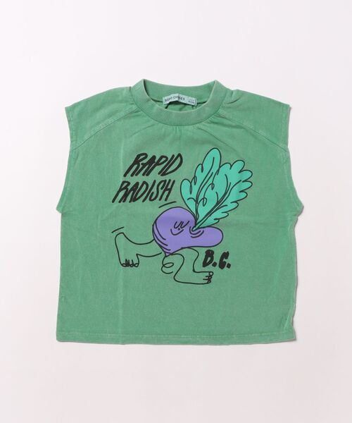 BOBO CHOSES(ボボショーズ)の「Rapid Radishノースリーブ【キッズ】(タンクトップ・キッズ・グリーン・130/120/100)」の1枚目の写真