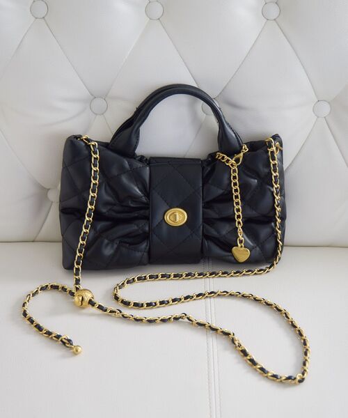 RETRO GIRL(レトロガール)の「キルトリボンショルダーバッグ(ショルダーバッグ・レディース・ピンク/オフホワイト/ブラック・ONE SIZE)」の17枚目の写真