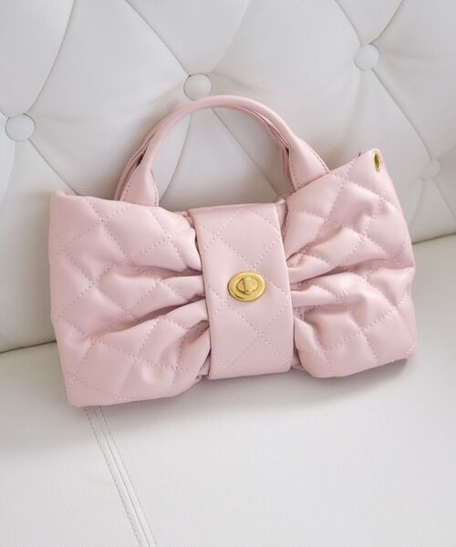 RETRO GIRL(レトロガール)の「キルトリボンショルダーバッグ(ショルダーバッグ・レディース・ピンク/オフホワイト/ブラック・ONE SIZE)」の22枚目の写真