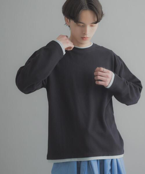 SENSE OF PLACE by URBAN RESEARCH（センスオブプレイスバイアーバンリサーチ）の「フェイクレイヤードロングTシャツ（Tシャツ/カットソー・メンズ・ライトグレー/ブラック/ネイビー・MEDIUM/LARGE）」の3枚目の写真
