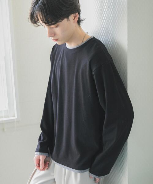 SENSE OF PLACE by URBAN RESEARCH（センスオブプレイスバイアーバンリサーチ）の「フェイクレイヤードロングTシャツ（Tシャツ/カットソー・メンズ・ライトグレー/ブラック/ネイビー・MEDIUM/LARGE）」の4枚目の写真