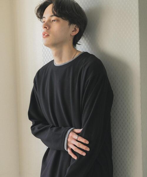 SENSE OF PLACE by URBAN RESEARCH（センスオブプレイスバイアーバンリサーチ）の「フェイクレイヤードロングTシャツ（Tシャツ/カットソー・メンズ・ライトグレー/ブラック/ネイビー・MEDIUM/LARGE）」の5枚目の写真