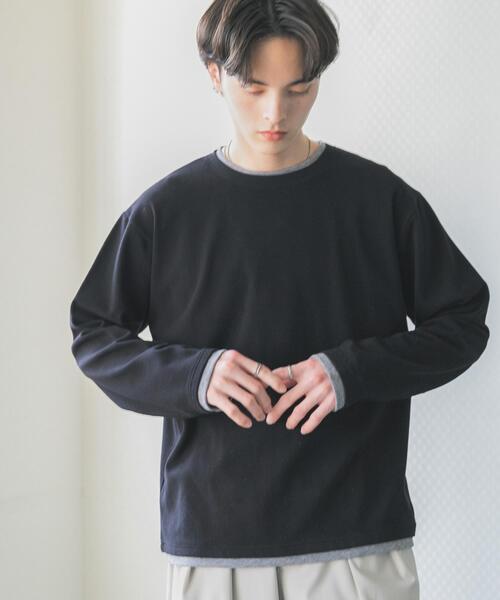 SENSE OF PLACE by URBAN RESEARCH（センスオブプレイスバイアーバンリサーチ）の「フェイクレイヤードロングTシャツ（Tシャツ/カットソー・メンズ・ライトグレー/ブラック/ネイビー・MEDIUM/LARGE）」の7枚目の写真