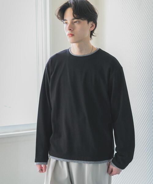 SENSE OF PLACE by URBAN RESEARCH（センスオブプレイスバイアーバンリサーチ）の「フェイクレイヤードロングTシャツ（Tシャツ/カットソー・メンズ・ライトグレー/ブラック/ネイビー・MEDIUM/LARGE）」の8枚目の写真