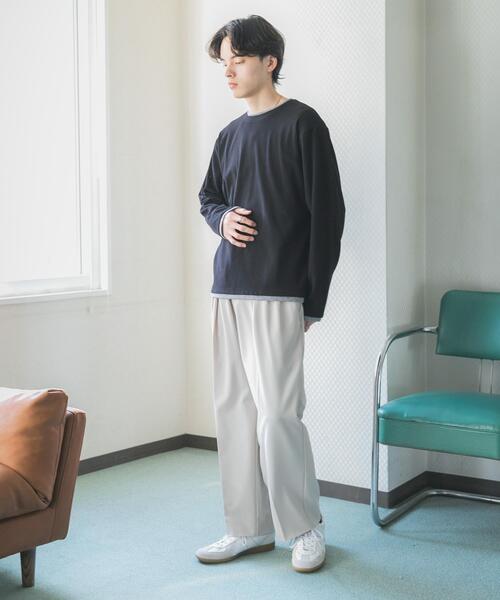 SENSE OF PLACE by URBAN RESEARCH（センスオブプレイスバイアーバンリサーチ）の「フェイクレイヤードロングTシャツ（Tシャツ/カットソー・メンズ・ライトグレー/ブラック/ネイビー・MEDIUM/LARGE）」の9枚目の写真