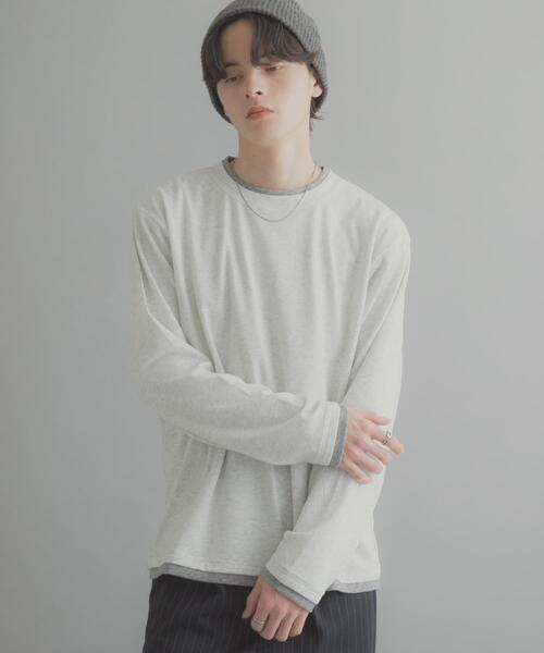SENSE OF PLACE by URBAN RESEARCH（センスオブプレイスバイアーバンリサーチ）の「フェイクレイヤードロングTシャツ（Tシャツ/カットソー・メンズ・ライトグレー/ブラック/ネイビー・MEDIUM/LARGE）」の15枚目の写真