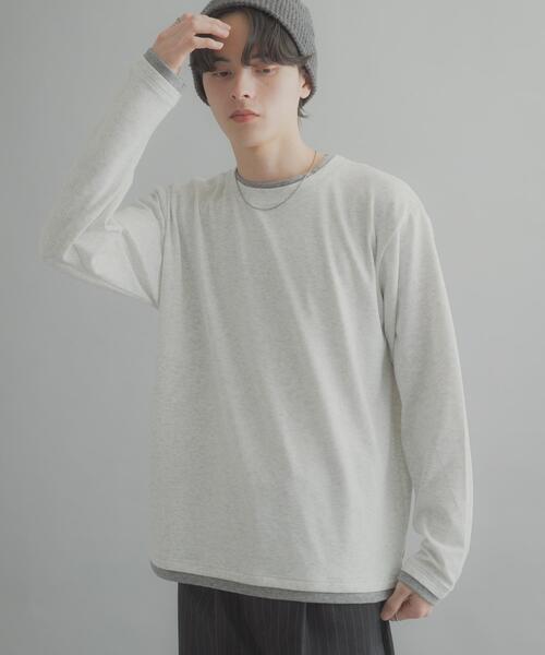 SENSE OF PLACE by URBAN RESEARCH（センスオブプレイスバイアーバンリサーチ）の「フェイクレイヤードロングTシャツ（Tシャツ/カットソー・メンズ・ライトグレー/ブラック/ネイビー・MEDIUM/LARGE）」の16枚目の写真