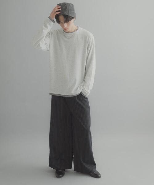 SENSE OF PLACE by URBAN RESEARCH（センスオブプレイスバイアーバンリサーチ）の「フェイクレイヤードロングTシャツ（Tシャツ/カットソー・メンズ・ライトグレー/ブラック/ネイビー・MEDIUM/LARGE）」の18枚目の写真