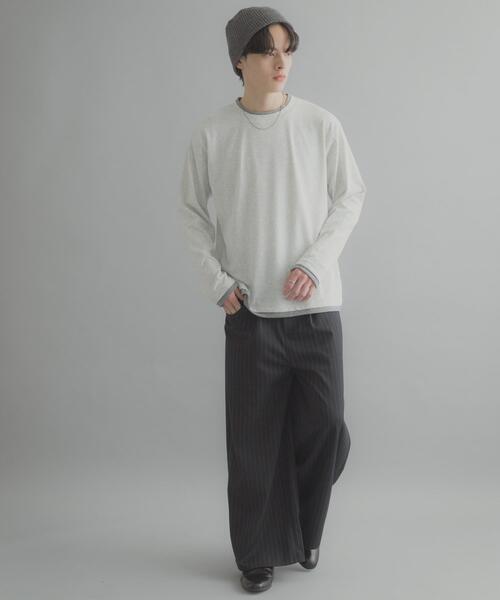 SENSE OF PLACE by URBAN RESEARCH（センスオブプレイスバイアーバンリサーチ）の「フェイクレイヤードロングTシャツ（Tシャツ/カットソー・メンズ・ライトグレー/ブラック/ネイビー・MEDIUM/LARGE）」の19枚目の写真
