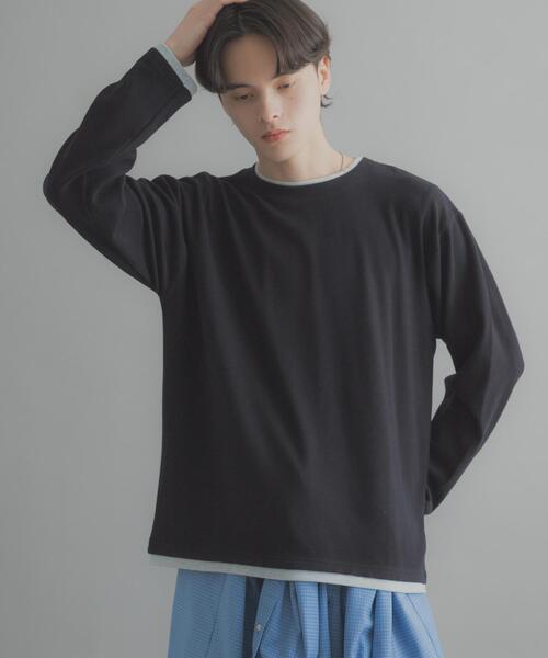 SENSE OF PLACE by URBAN RESEARCH（センスオブプレイスバイアーバンリサーチ）の「フェイクレイヤードロングTシャツ（Tシャツ/カットソー・メンズ・ライトグレー/ブラック/ネイビー・MEDIUM/LARGE）」の22枚目の写真