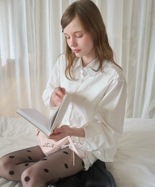 Birthday room（バースデイルーム）の「フリルブラウス/frill blouse（シャツ/ブラウス・レディース・ライトブルー/イエロー/ホワイト・FREE）」の12枚目の写真