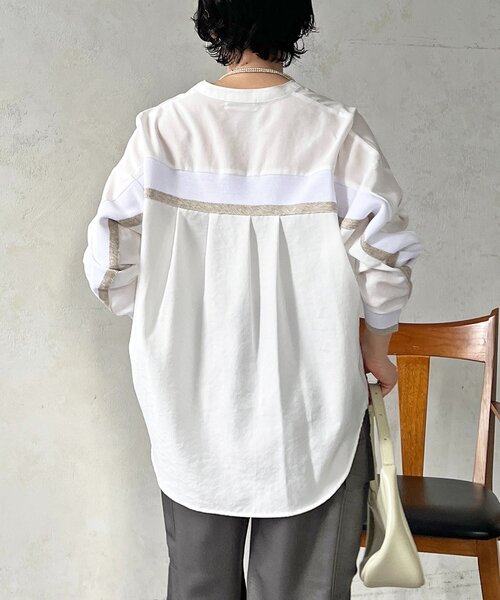 un dix cors（アンディコール）の「バックテープ麻調シャツ（シャツ/ブラウス・レディース・ネイビー/オフホワイト/グレー/ブラック・FREE）」の5枚目の写真