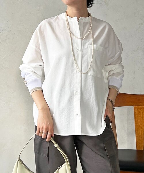 un dix cors（アンディコール）の「バックテープ麻調シャツ（シャツ/ブラウス・レディース・ネイビー/オフホワイト/グレー/ブラック・FREE）」の8枚目の写真