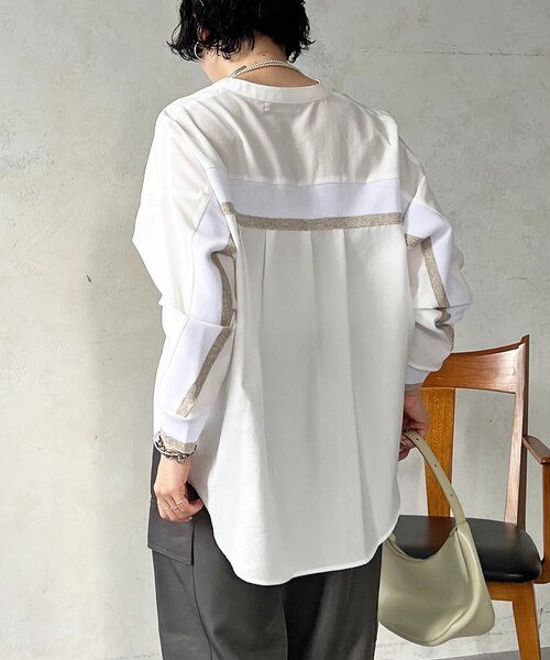 un dix cors（アンディコール）の「バックテープ麻調シャツ（シャツ/ブラウス・レディース・ネイビー/オフホワイト/グレー/ブラック・FREE）」の11枚目の写真