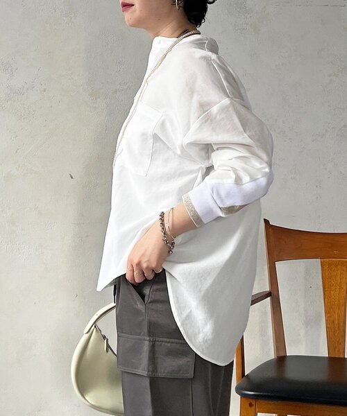 un dix cors（アンディコール）の「バックテープ麻調シャツ（シャツ/ブラウス・レディース・ネイビー/オフホワイト/グレー/ブラック・FREE）」の12枚目の写真