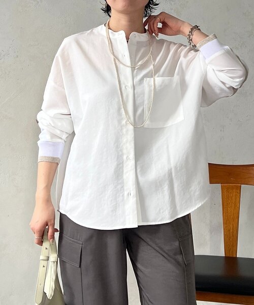 un dix cors（アンディコール）の「バックテープ麻調シャツ（シャツ/ブラウス・レディース・ネイビー/オフホワイト/グレー/ブラック・FREE）」の13枚目の写真